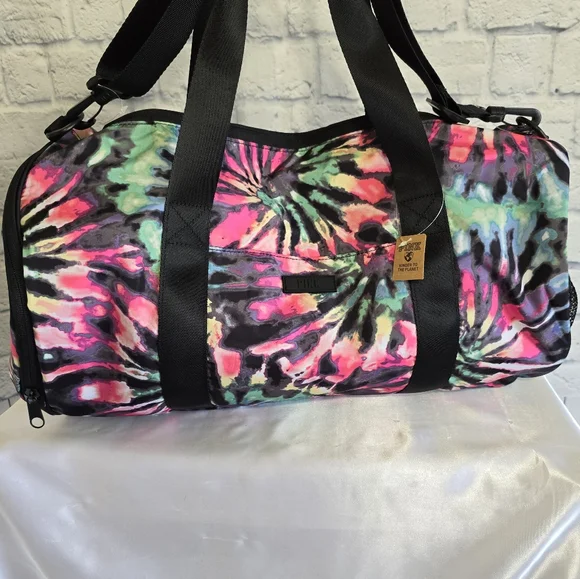 PINK Victoria’s Secret Logo Tie Dye Everyday Duffel Tote Bag Colorful Swirls New - Picture 12 of 16